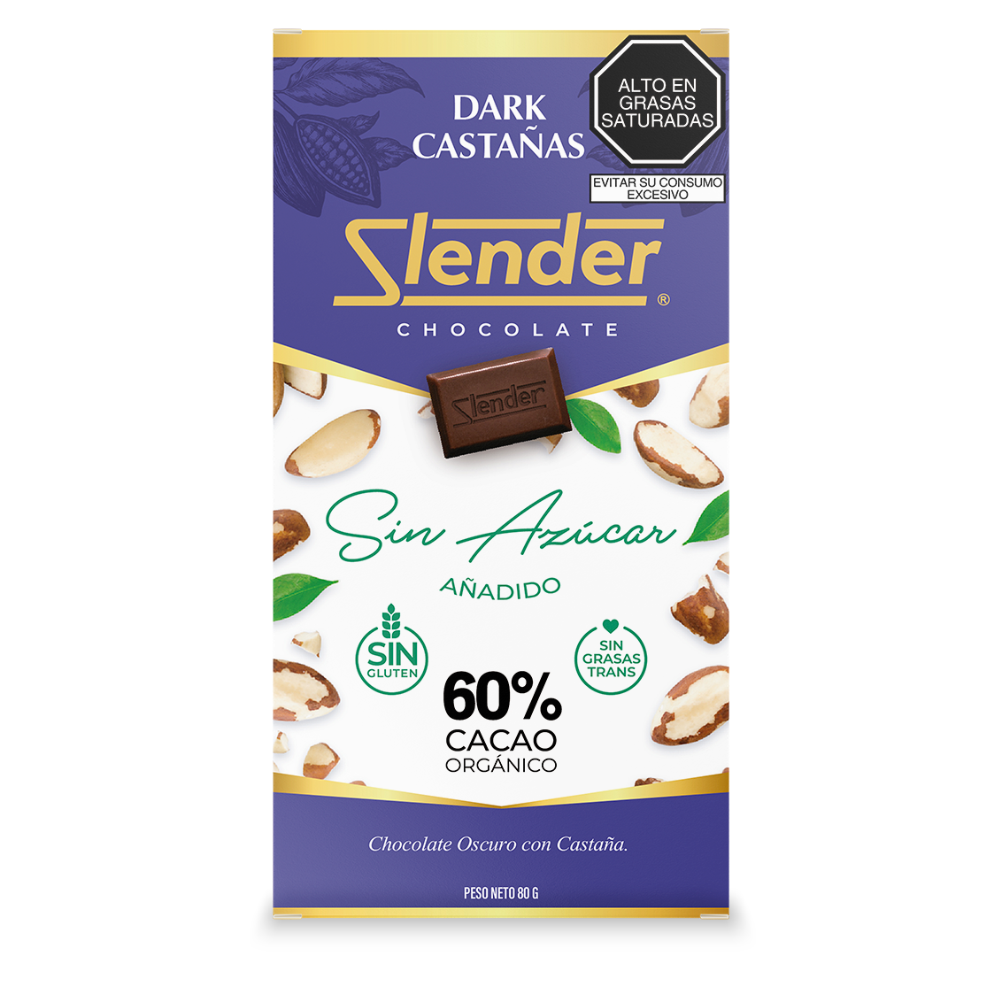 Slender - Dark Castañas (80 gr.) al 60%