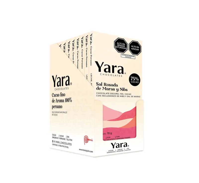 Yara Display — Tabletas de Chocolate Orgánico Peruano (80 gr.) / Pack x12